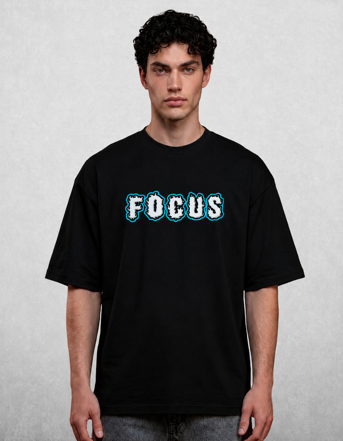 Stay Focus Oversized Unisex T-Shirt – Black