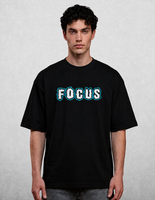 Stay Focus Oversized Unisex T-Shirt – Black