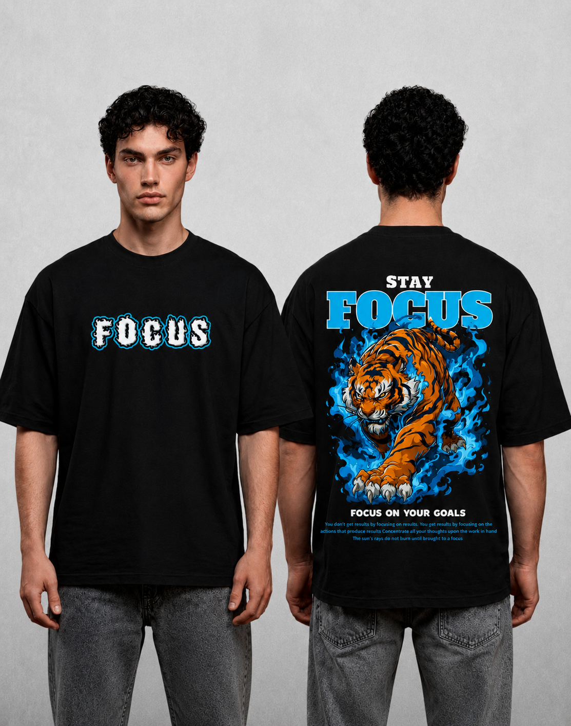 Stay Focus Oversized Unisex T-Shirt – Black