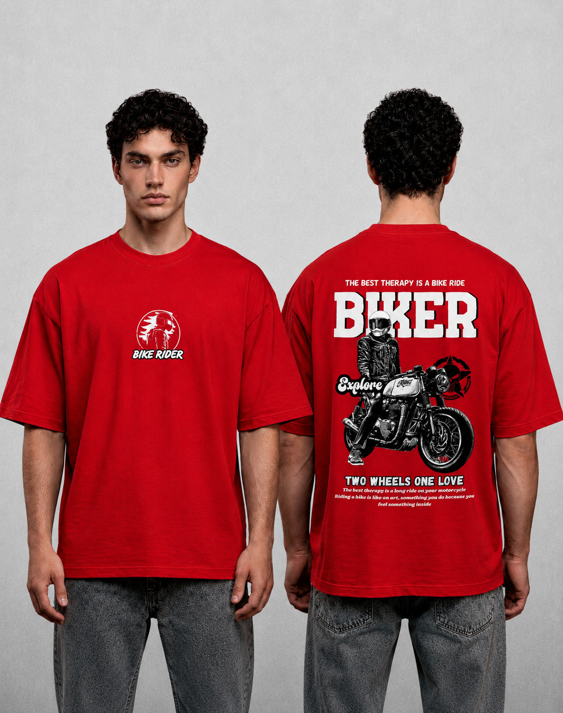 Bike Rider Oversized Unisex T-Shirt – Red